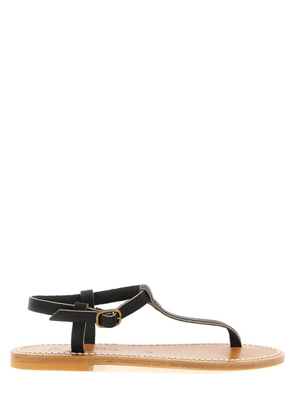 K.JACQUES SAINT TROPEZ Black Cowhide Flat Sandals