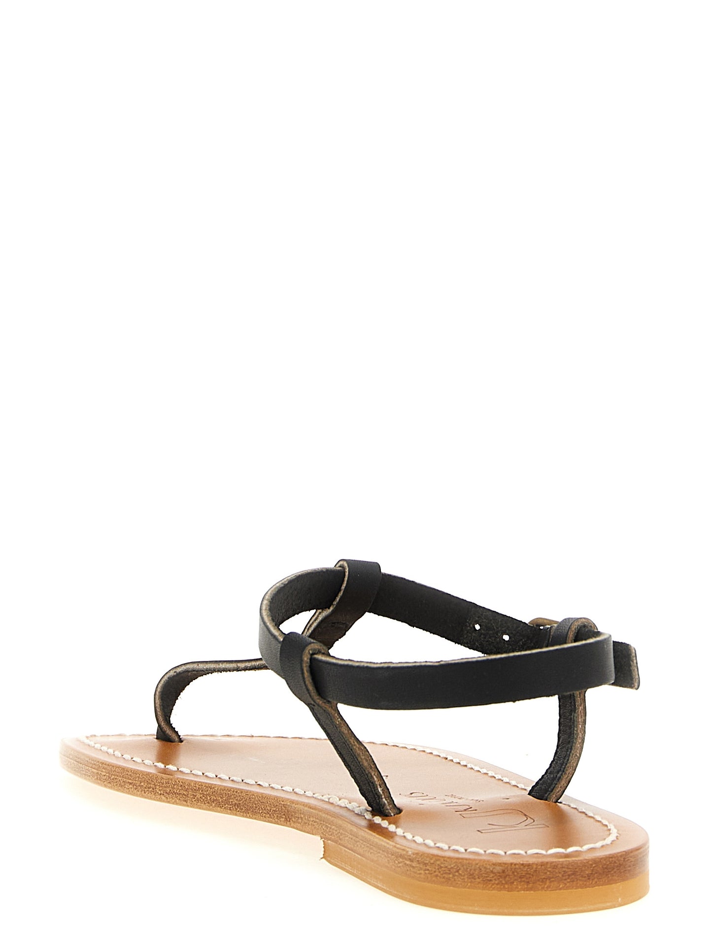 K.JACQUES SAINT TROPEZ Black Cowhide Flat Sandals