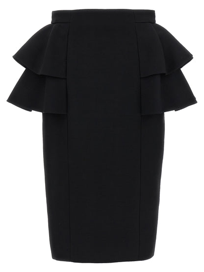 Valentino Garavani Black Virgin Wool Midi Skirt