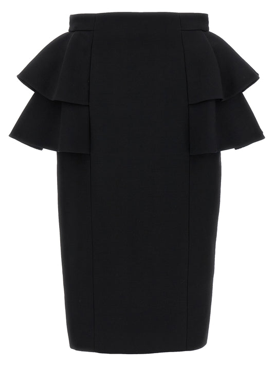 Valentino Garavani Black Virgin Wool Midi Skirt