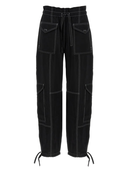Ganni Black Viscose Casual Pants
