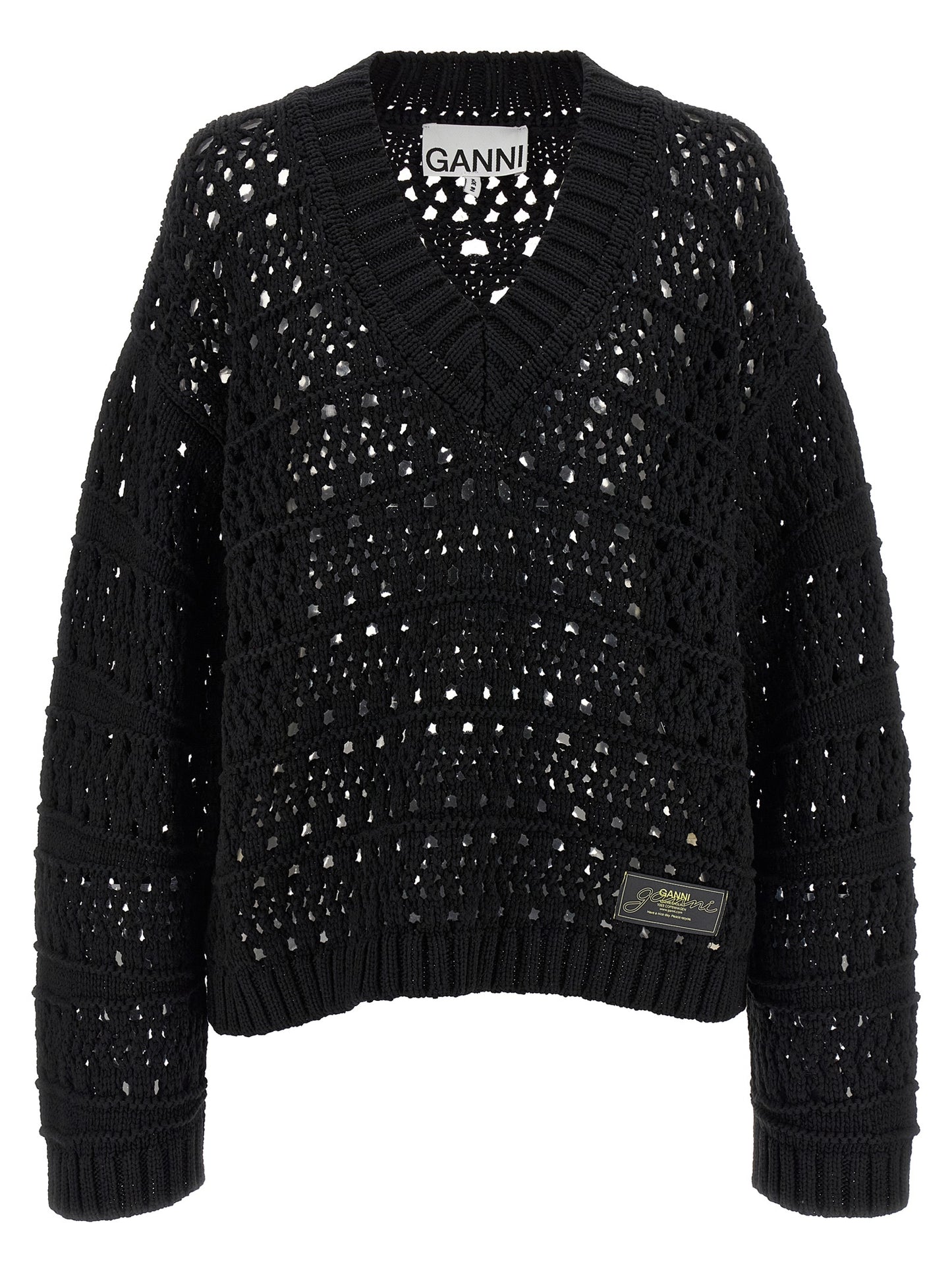 Ganni Black Cotton Cardigan