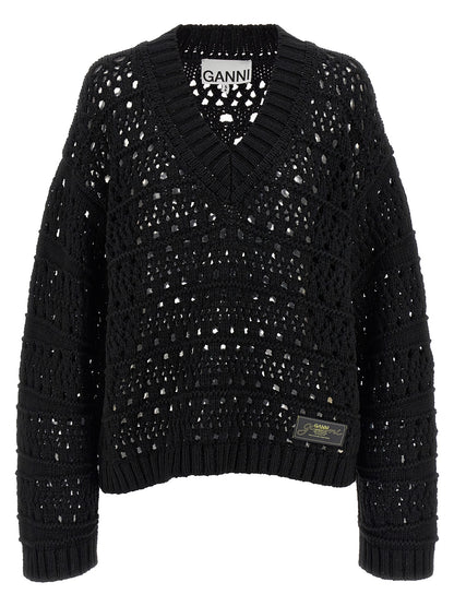 Ganni Black Cotton Cardigan