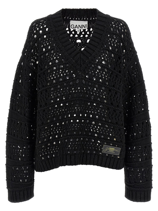 Ganni Black Cotton Cardigan
