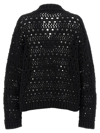 Ganni Black Cotton Cardigan