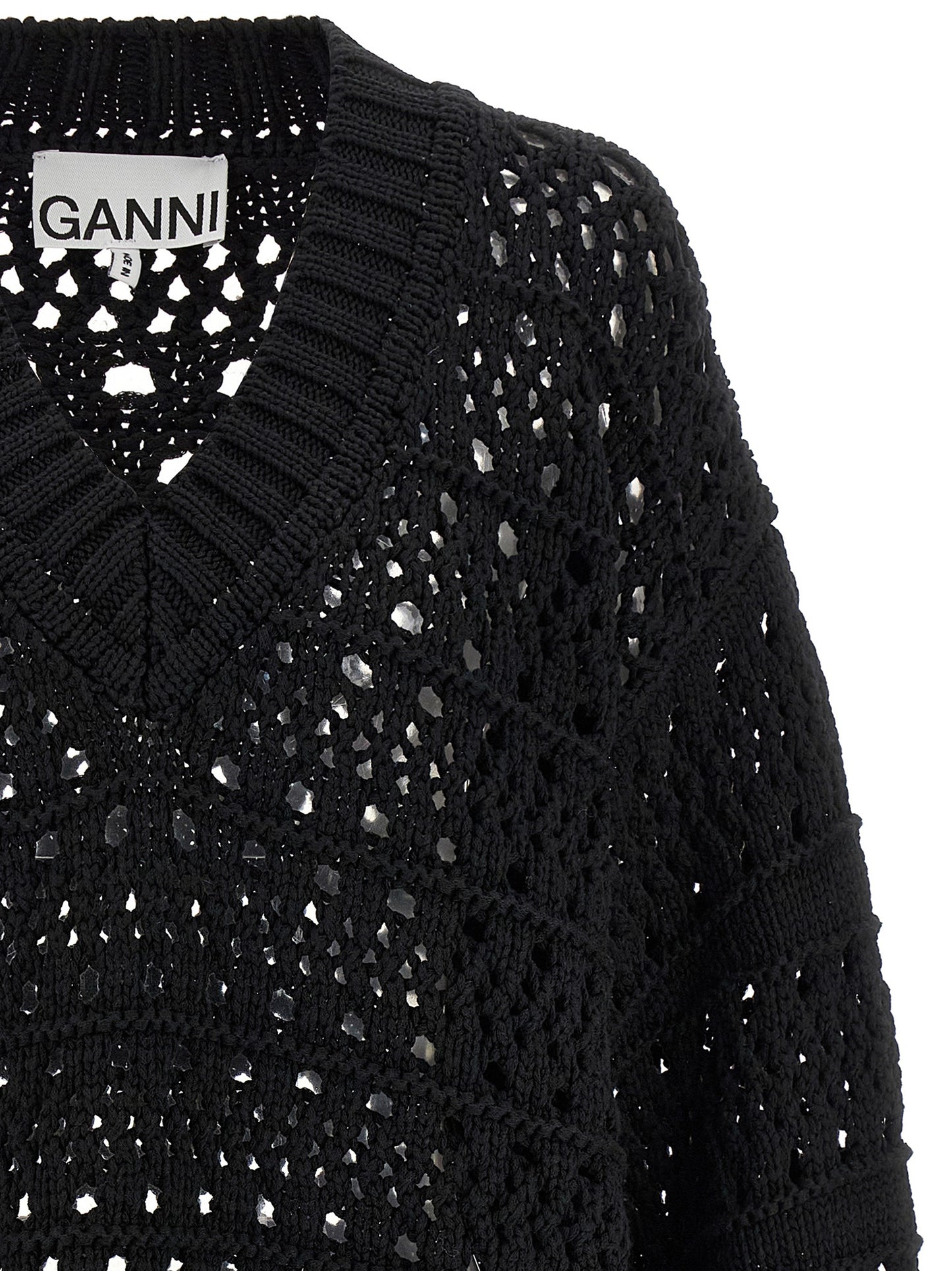 Ganni Black Cotton Cardigan
