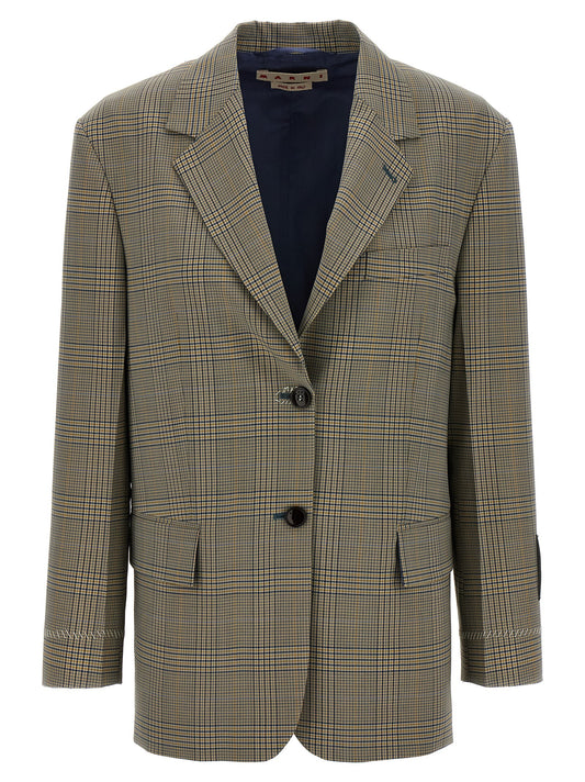 Blazer by Marni for women in virgin wool polyester & viscose multicolor features an sartorial silhouette, showcasing a sophisticated and sartorial for a truly sartorial finish.
