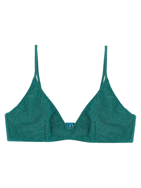 MC2 Saint Barth Women's Polyamide Polyester & Viscose Swimwear Top - Bicolour Green