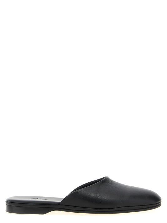Brioni Black Calfskin Mules