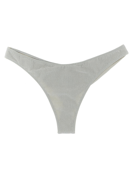 Swim Briefs by MC2 Saint Barth for women in polyamide polyester & viscose silver features a sleek silhouette from the Women's Polyamide Polyester & Viscose Swim Briefs collection, showcasing a sleek cut designed for a sleek fit.