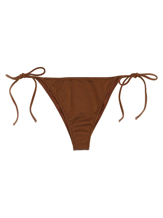 Swim Briefs by MC2 Saint Barth for women in stretch polyester brown & sand features an beach chic silhouette, showcasing the beach chic Women's Stretch Polyester Swim Briefs design with a streamlined fit ideal for performance and style.