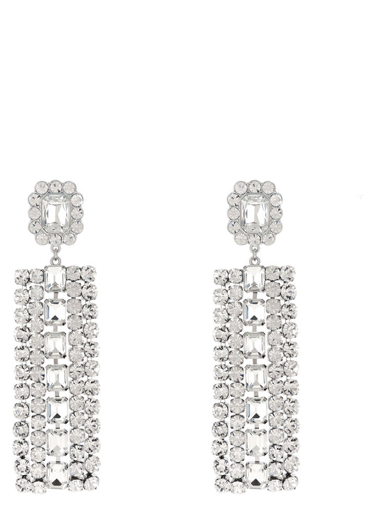 Earrings by Self-Portrait for women in virgin wool silver features an ornate from the Women's Silver Brass Crystal & Cotton Earrings collection, showcasing a ornate finish that embodies sophisticated luxury.