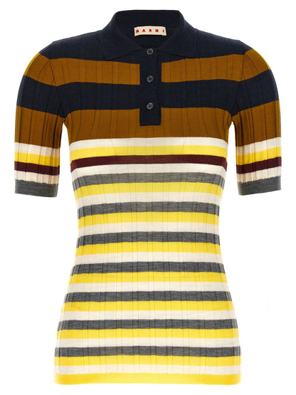 Marni Multicolor Virgin Wool Polo Shirt