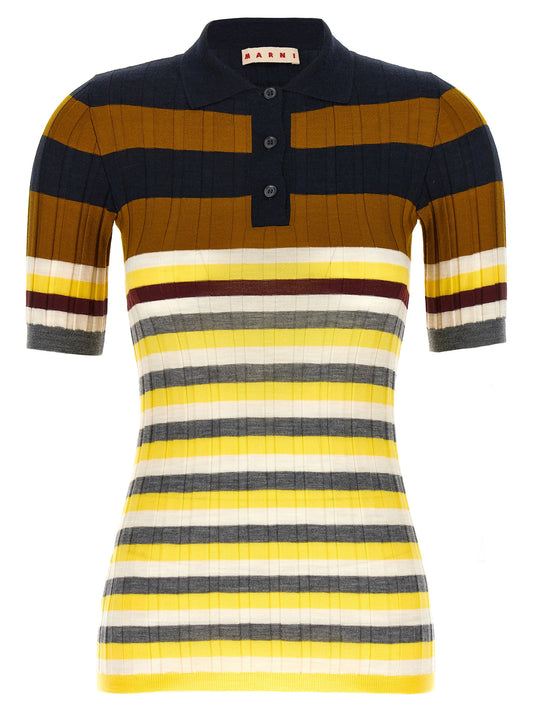 Marni Multicolor Virgin Wool Polo Shirt