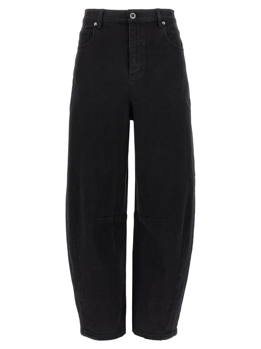 Jeans by Self-Portrait for women in stretch denim cotton black features an refined tailoring silhouette, showcasing a premium with a high rise and long cut for a refined tailoring look.