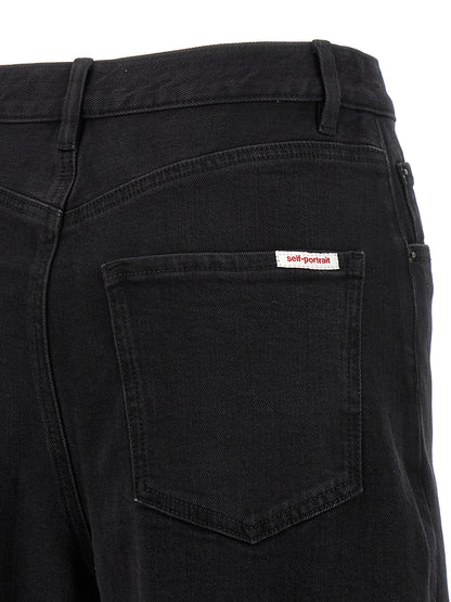 Self-Portrait Black Cotton High-Waisted Jean
