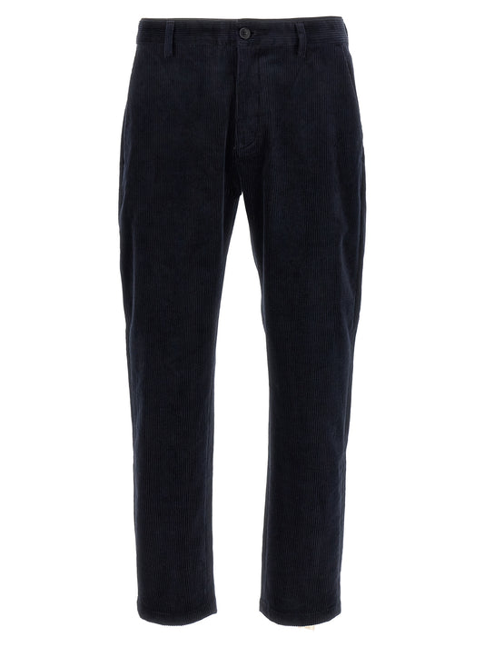 Chinos Pants by Department 5 for men in stretch cotton corduroy blue features an utilitarian-chic silhouette, showcasing a utilitarian-chic cropped with a cropped cut and for a refined look.