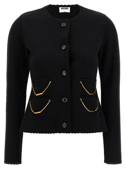 Moschino Black Virgin Wool Cardigan