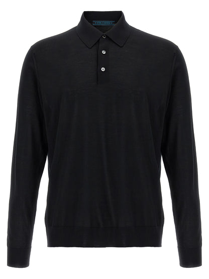 Kiton Black Wool Polo Shirt