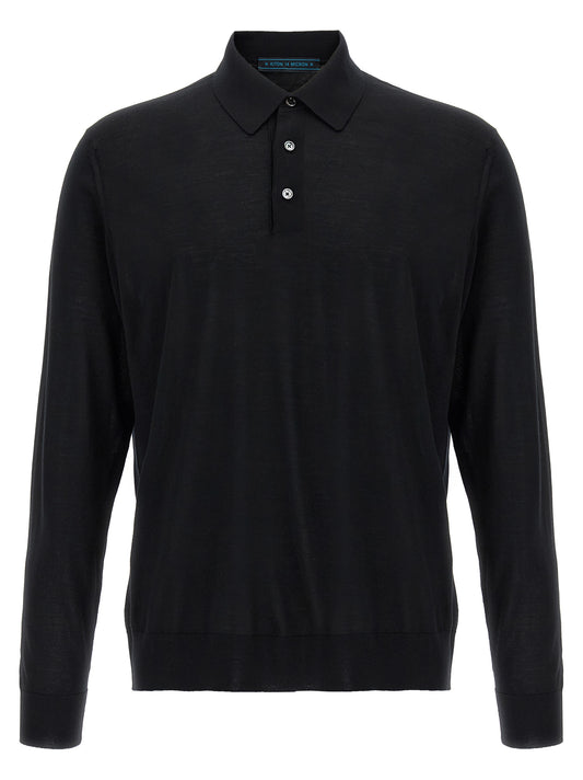 Kiton Black Wool Polo Shirt