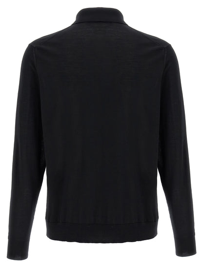 Kiton Black Wool Polo Shirt