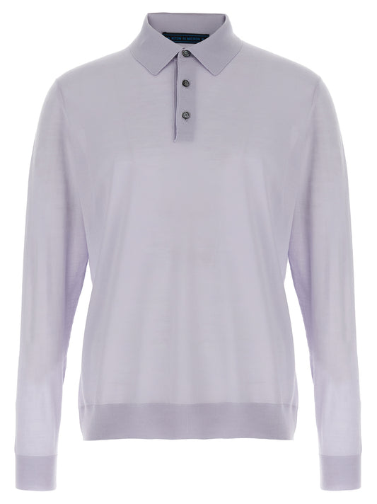 Kiton Blue Wool Polo Shirt