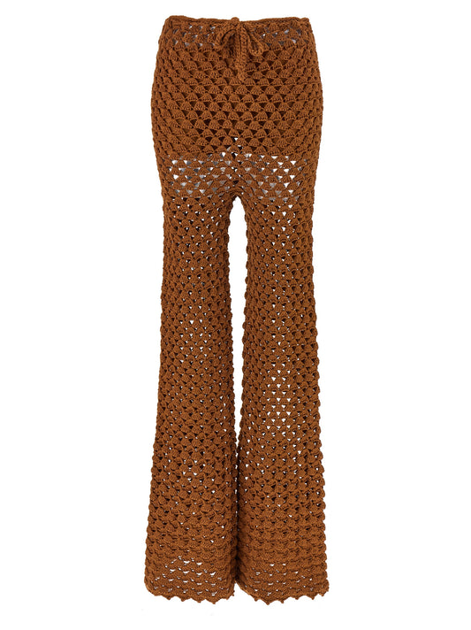 Ermanno Scervino Brown Cotton Flared Pants