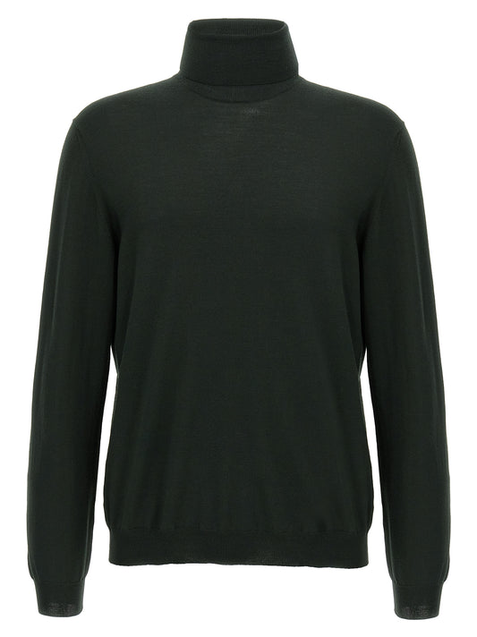 Cardigan by ZANONE for men in polyamide & virgin wool bicolour & green presents a textural silhouette, artfully finished with a textural turtle neckline and for a sophisticated, textural look.