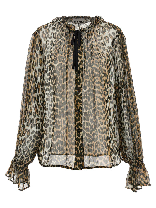 Ganni Brown Viscose Blouse