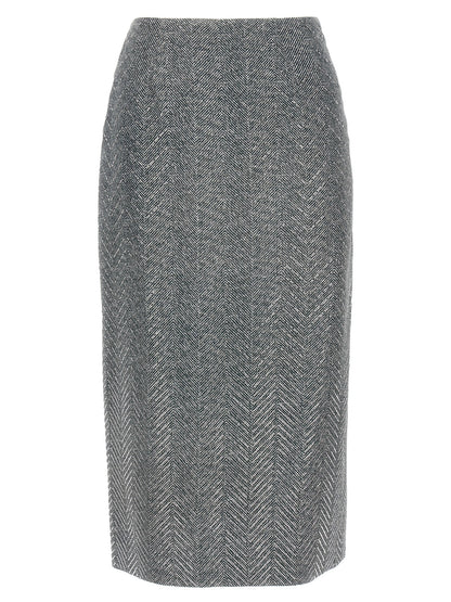 Ermanno Scervino Gray Silk Midi Skirt