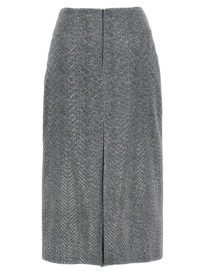 Ermanno Scervino Gray Silk Midi Skirt