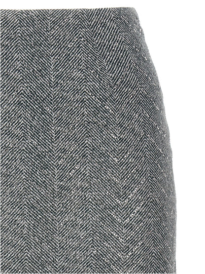 Ermanno Scervino Gray Silk Midi Skirt