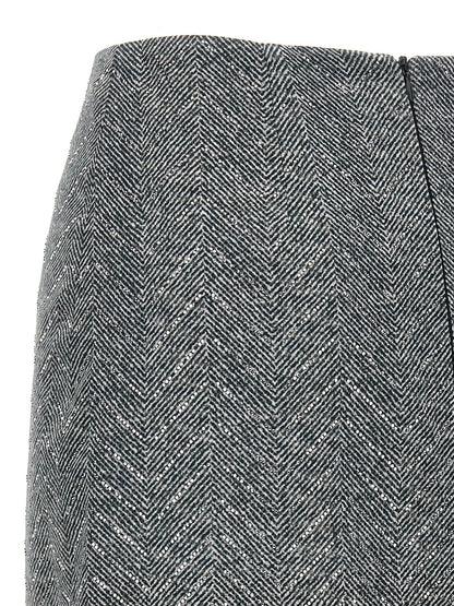 Ermanno Scervino Gray Silk Midi Skirt