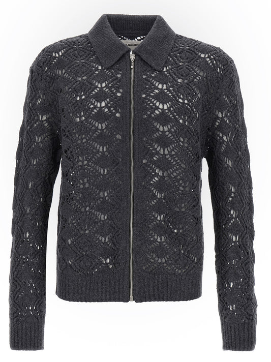 Jil Sander Gray Virgin Wool Cardigan