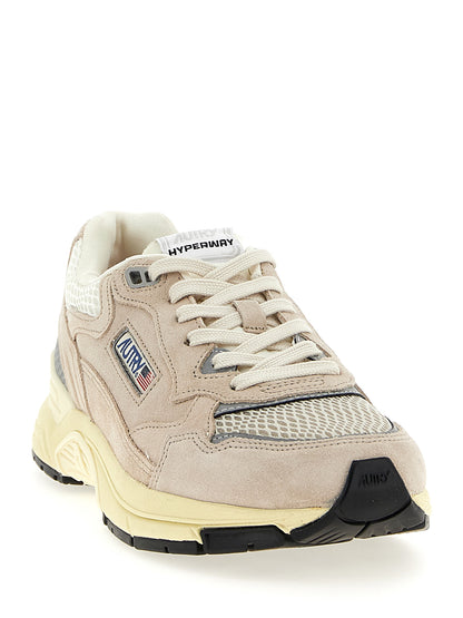 Autry Beige Cowhide Athletic Sneakers