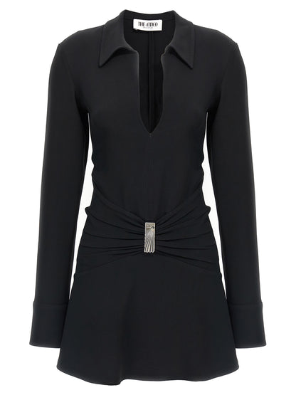 The Attico Black Marabou Short Dress