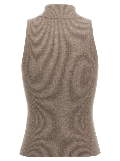 Brunello Cucinelli Brown Cashmere Sleeveles Sweater