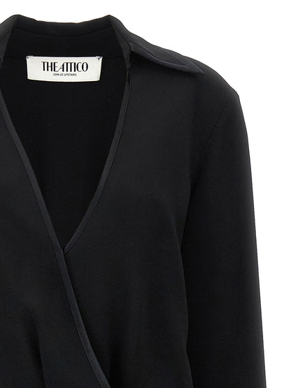 The Attico Black Marabou Midi Dress