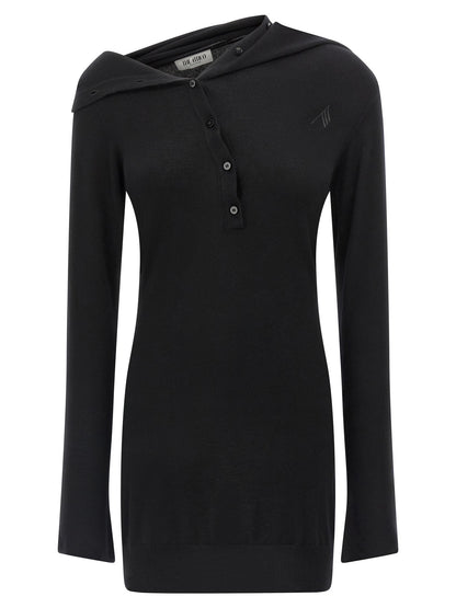 The Attico Black Virgin Wool Short Dress