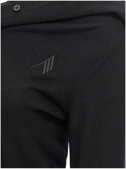 The Attico Black Virgin Wool Short Dress