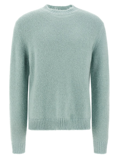 Jil Sander Blue Alpaca Leather Cardigan