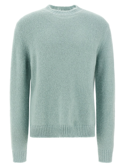 Jil Sander Blue Alpaca Leather Cardigan