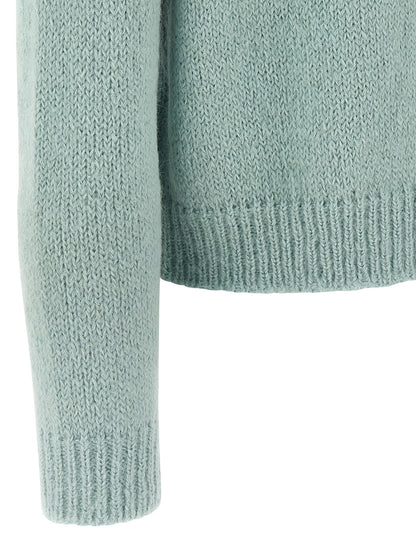 Jil Sander Blue Alpaca Leather Cardigan