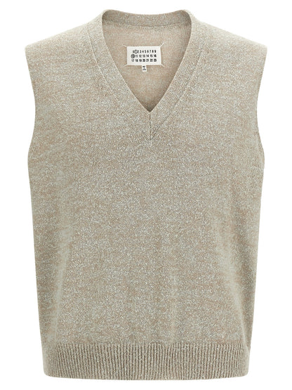 Maison Margiela Beige Cotton Sleeveles Sweater