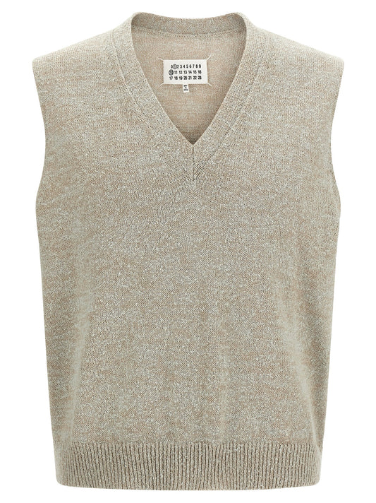 Maison Margiela Beige Cotton Sleeveles Sweater