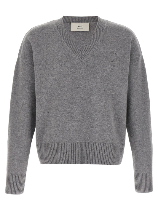 Ami Paris Gray Wool Cardigan