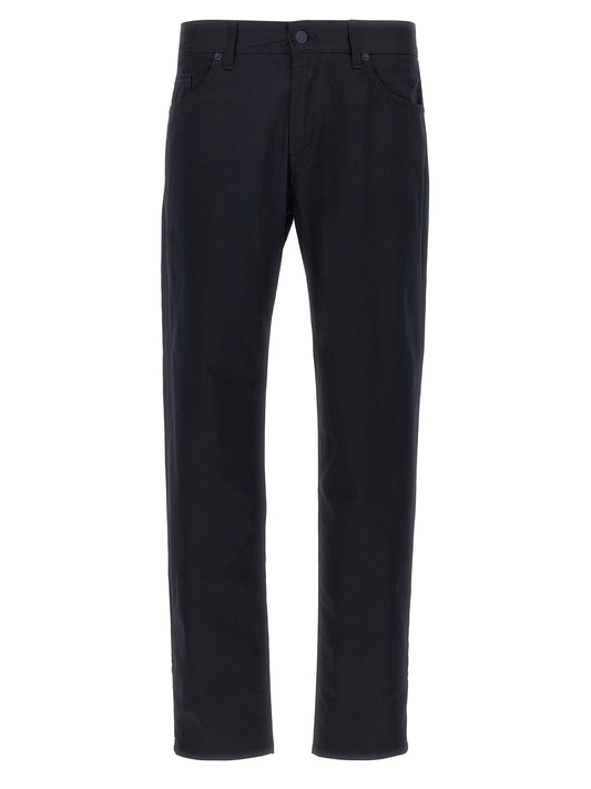 Trousers by Hugo Boss for men in polyester polyamide leather & cotton blue features a tailored silhouette with a tailored straight-leg, defined by its long and a sophisticated .