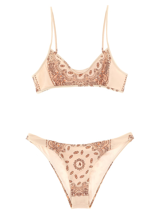 Bikini by The Attico for women in stretch polyamide and multicolor, pink & print presents a sultry silhouette, artfully capturing the sophisticated aesthetic of Women's Stretch Polyamide Bikini with a sultry finish.