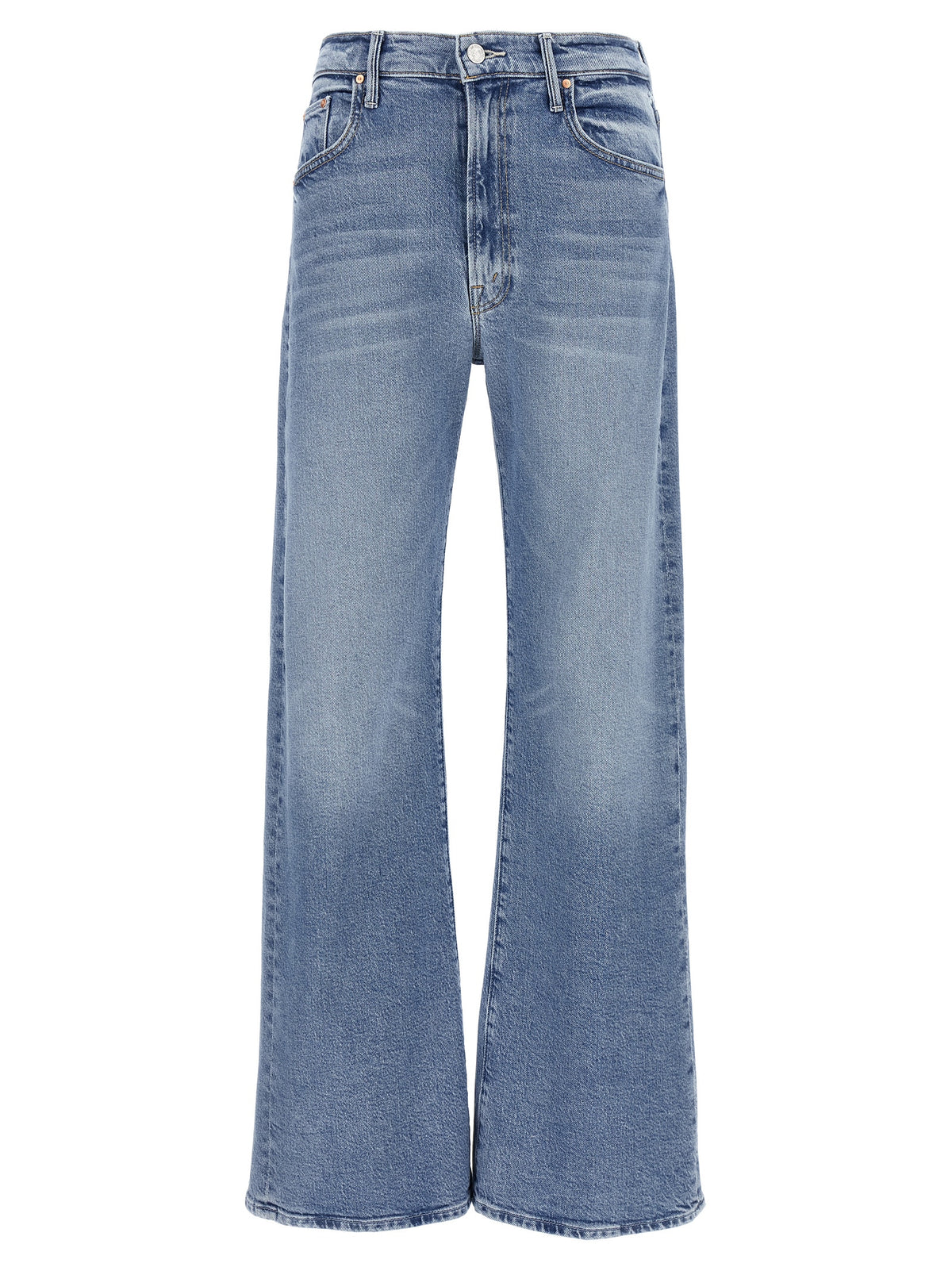 Jeans by Mother Denim for women in stretch denim cotton light-blue features an sartorial straight-leg and long with a high rise cut for a sartorial finish.