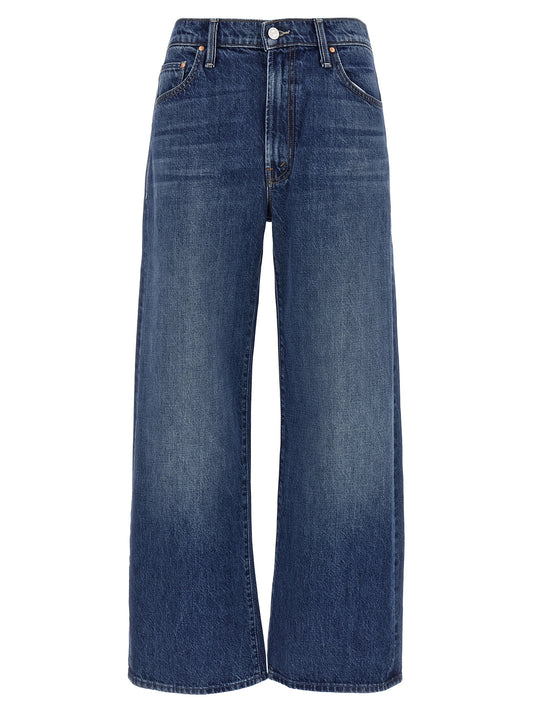 Jeans by Mother Denim for women in denim cotton blue & green features an refined tailoring silhouette, showcasing a premium flared & wide with a and long cut for a refined tailoring look.